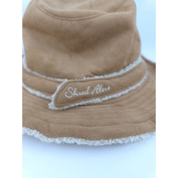 Y2K Styled Faux Suede Shred Alert Bucket Hat Wired Brim Hibiscus Flower - Picture 3 of 14